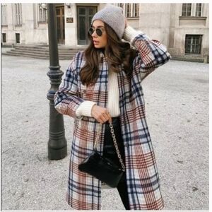 Zara long plaid overshirt jacket bloggers favorite size small